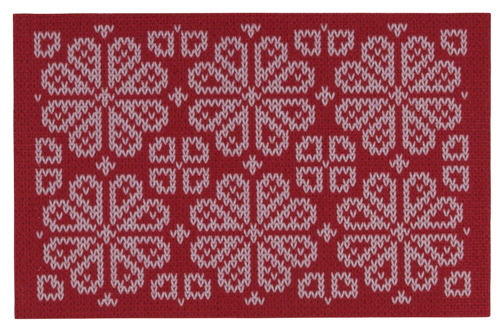 Dörrmatta Snowflake 35x55 cm Röd Återvunnen polyester