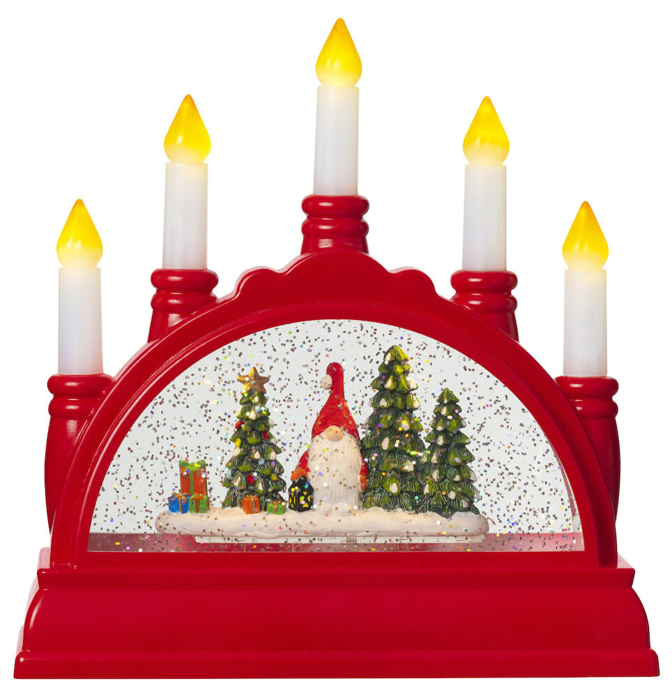 Adventsljusstake Vattnäs 20,5x8x21,5 cm 5 lampor Röd