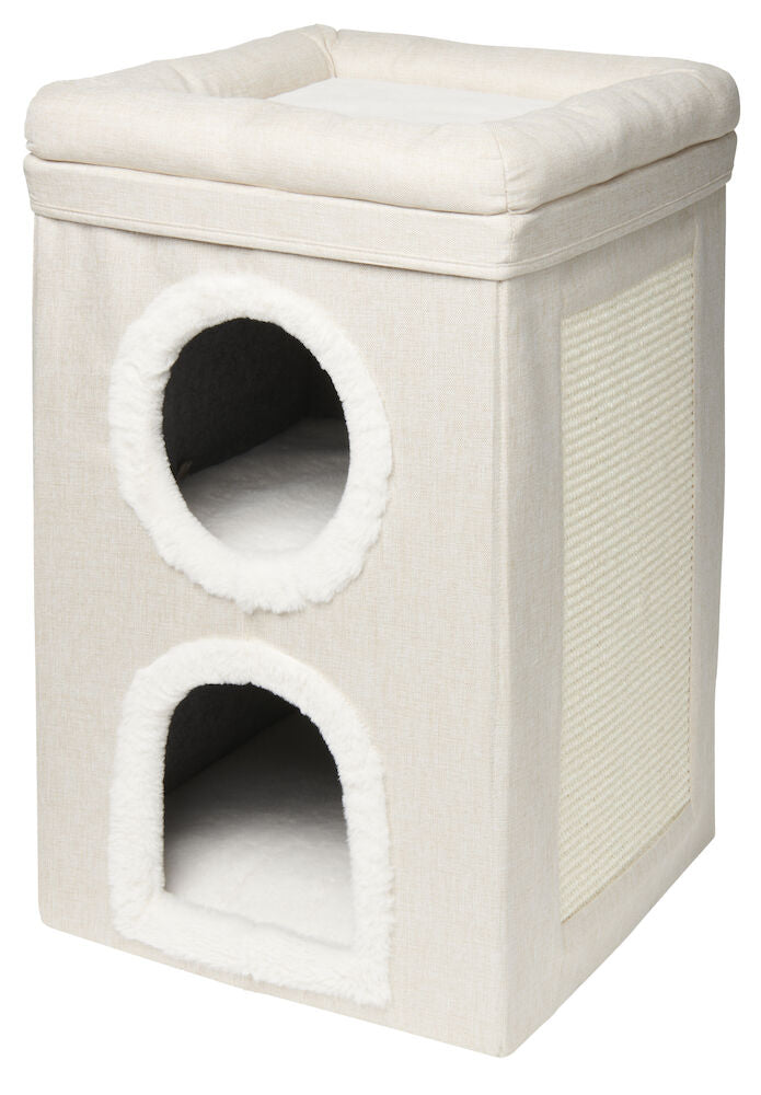 Katthus med klösbräda 39x39x62 cm Beige