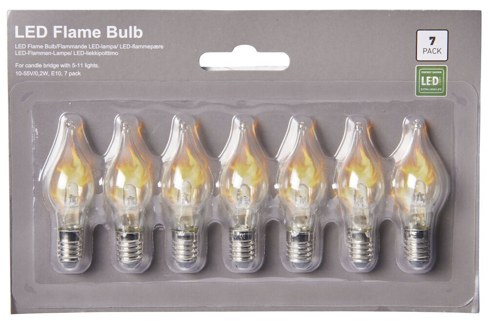 Reservlampa LED Flame 10-55V/0,2W, E10, 7 -pack