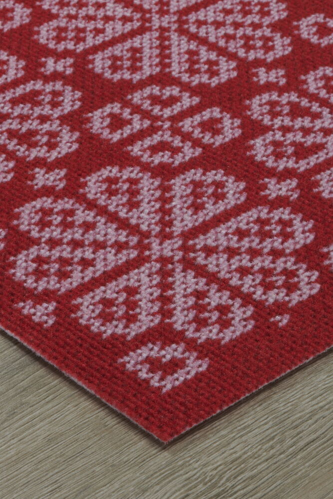 Dörrmatta Snowflake 35x55 cm Röd Återvunnen polyester