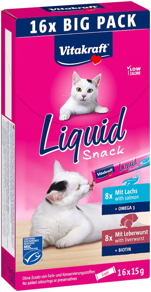 Kattgodis Vitakraft Liquid Snack 16x15 g Lever & Lax