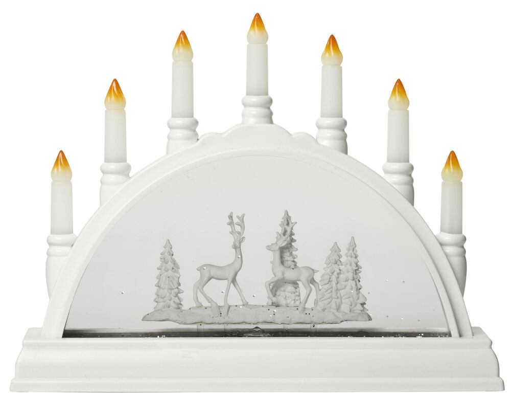 Adventsljusstake Vattnäs 7 lampor Vitt glitter