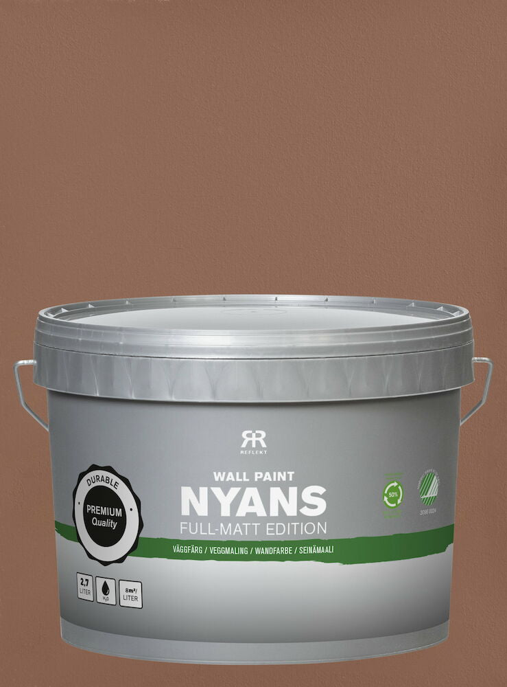Väggfärg Nyans Full Matt Edition 2,7 liter Burnt Red Närmaste NCS-kod: 5122-Y67R