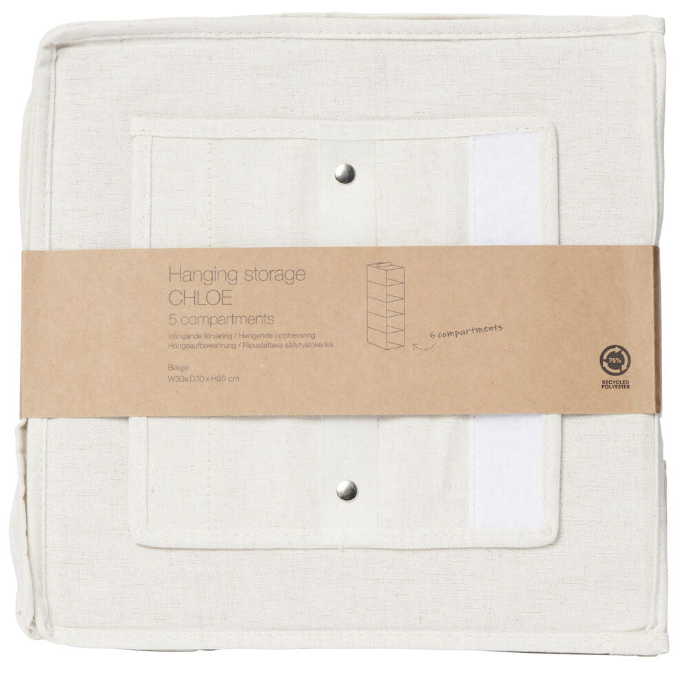 Hängande förvaring Chloe 5 fack Beige Återvunnen polyester