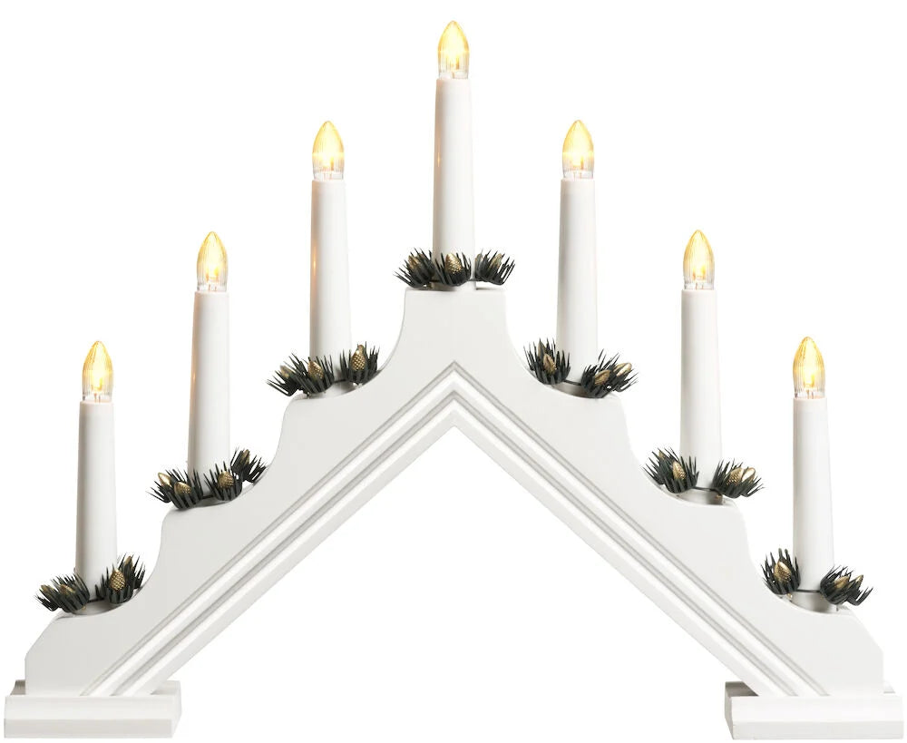 Adventsljusstake Viken 7 lampor Vit Trä