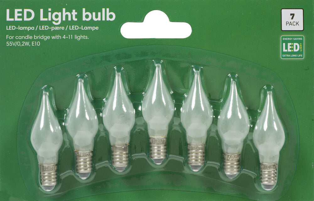 Reservlampa LED 10-55V/0.2W, E 10, 7-pack LED