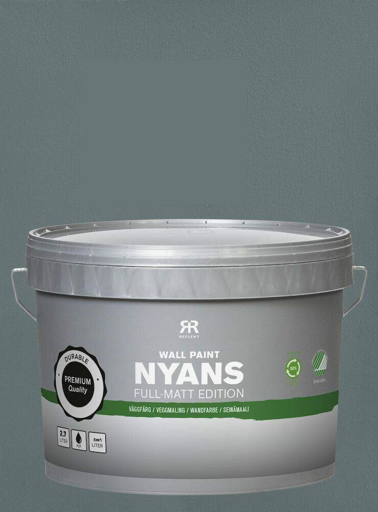 Väggfärg Nyans Full Matt Edition 2,7 liter Dark Storm Närmaste NCS-kod:S6005-B20G