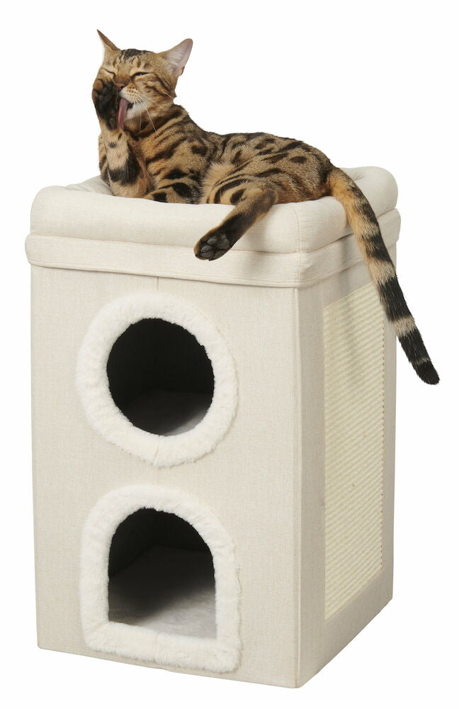 Katthus med klösbräda 39x39x62 cm Beige