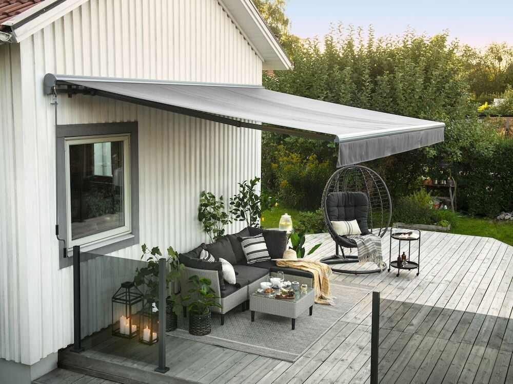 Terrassmarkis med motor 355x250 cm Ljusgrå