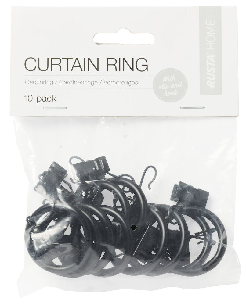 Gardinring 10 -pack Svart