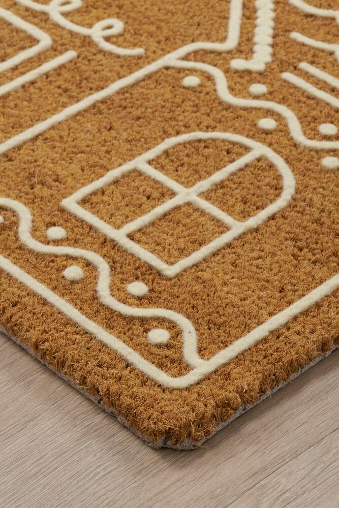 Dörrmatta Gingerbread house 45x75 cm Natur Kokosfiber