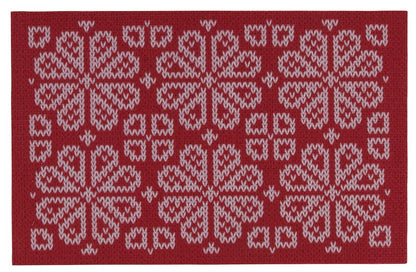 Dörrmatta Snowflake 35x55 cm Röd  Återvunnen polyester