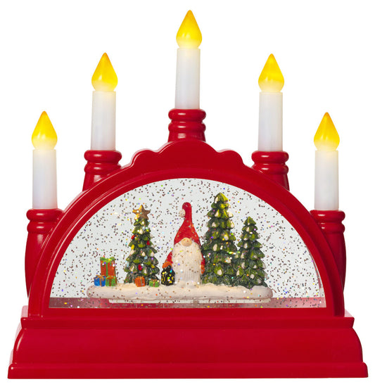Adventsljusstake Vattnäs 20,5x8x21,5 cm 5 lampor Röd