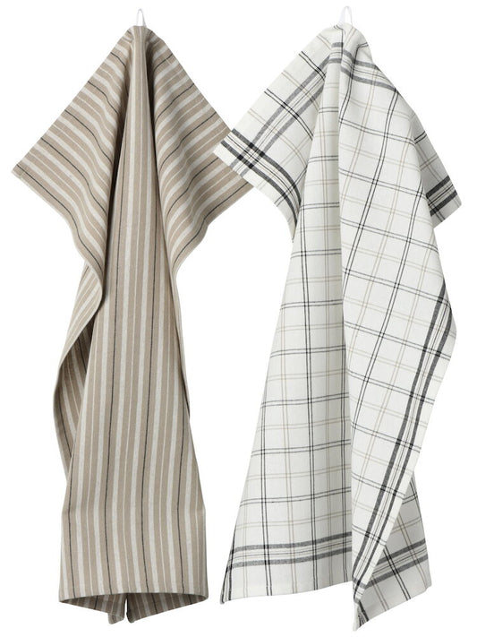 Kökshandduk Alva 45x60 cm Svart/beige  Bomull 2-pack