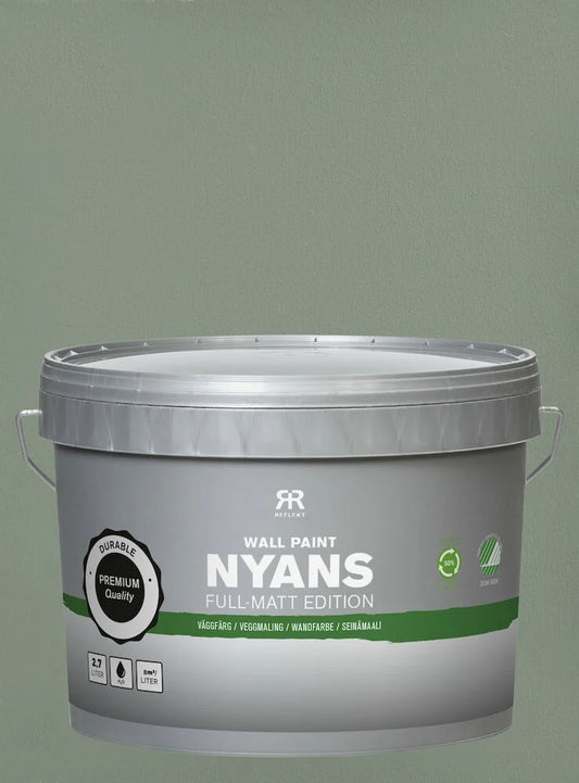 Väggfärg Nyans Full Matt Edition 2,7 liter Metro Green Närmaste NCS-kod: S5005-G50Y