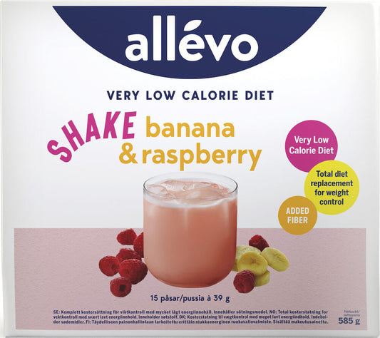 Shake Allevo 15 -pack Very Low Calorie Diet Banana & Raspberry