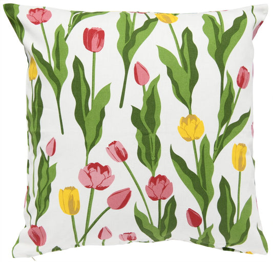 Kuddfodral Tulippa Vit Bomull Passar innerkudde 50x50 cm