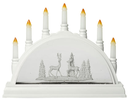 Adventsljusstake Vattnäs 7 lampor Vitt glitter