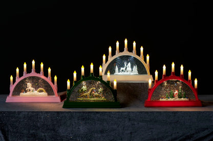Adventsljusstake Vattnäs 7 lampor Grön