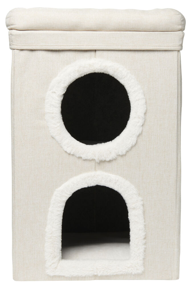 Katthus med klösbräda 39x39x62 cm Beige