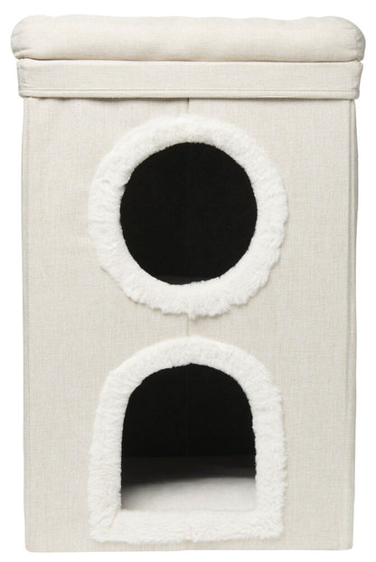 Katthus med klösbräda 39x39x62 cm Beige
