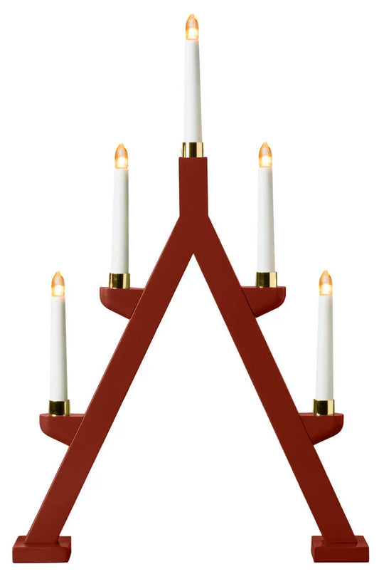 Adventsljusstake Jularbo 5 lampor Röd