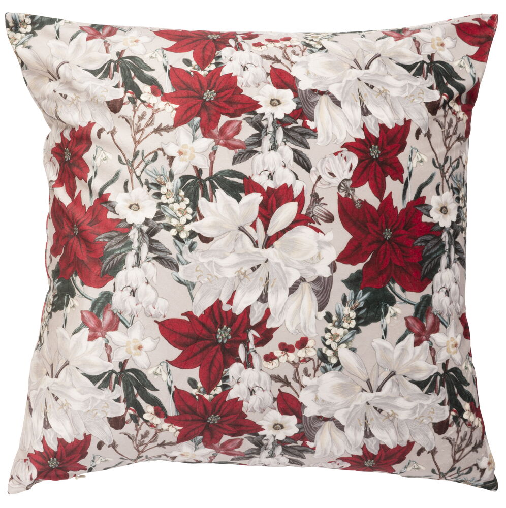 Kuddfodral Poinsettia Natur Polyestersammet Passar innerkudde 50x50 cm