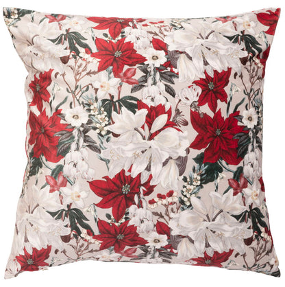 Kuddfodral Poinsettia Natur Polyestersammet Passar innerkudde 50x50 cm