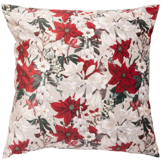 Kuddfodral Poinsettia Natur Polyestersammet Passar innerkudde 50x50 cm