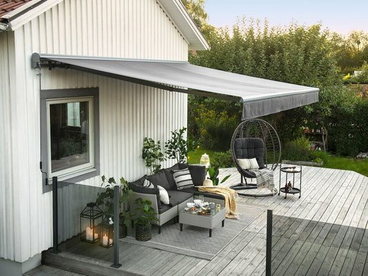 Terrassmarkis med motor 355x250 cm Ljusgrå