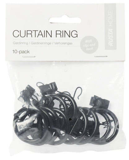 Gardinring 10 -pack Svart
