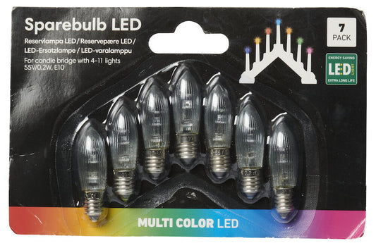 Reservlampa LED 10-55V/0.2W, E 10, 7-pack LED Blandade färger