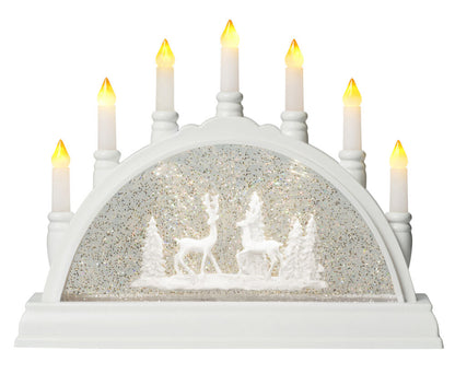 Adventsljusstake Vattnäs 7 lampor Vitt glitter