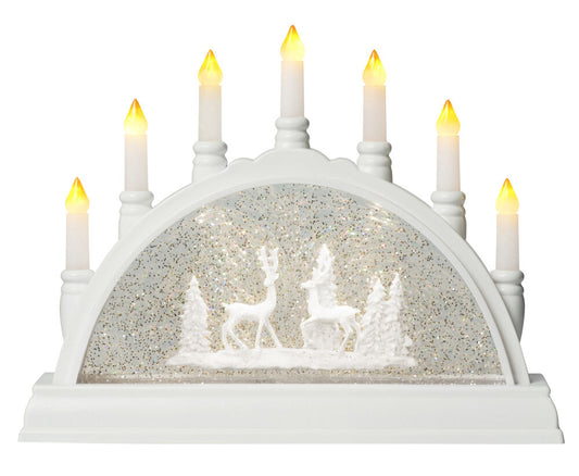 Adventsljusstake Vattnäs 7 lampor Vitt glitter