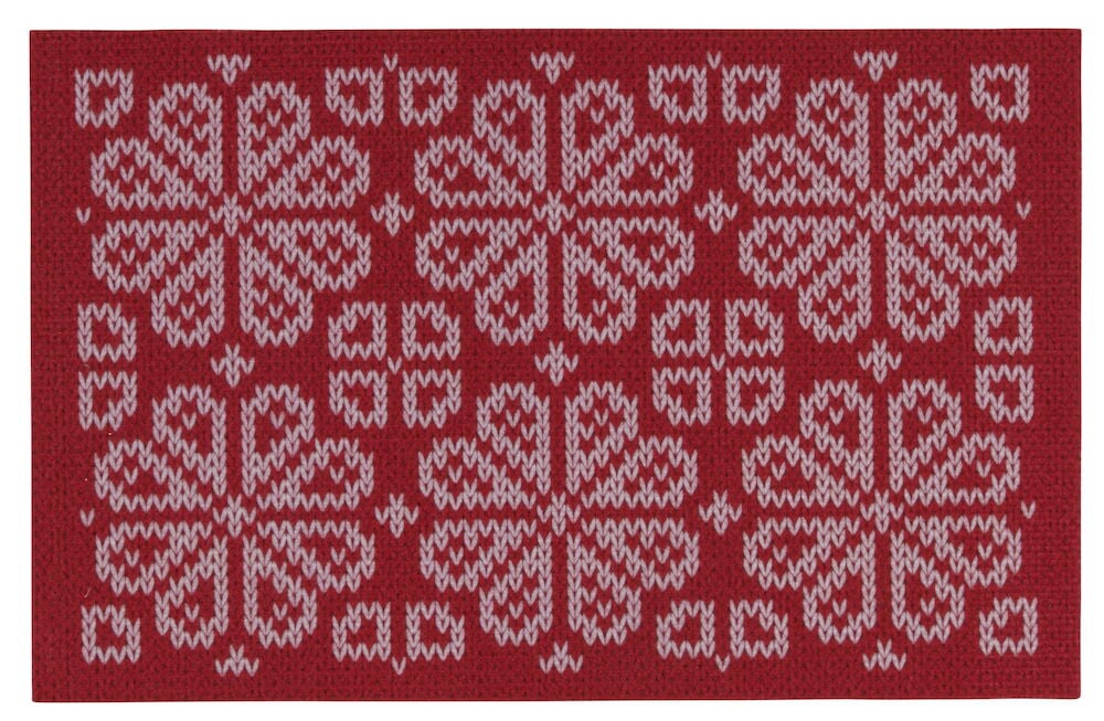 Dörrmatta Snowflake 35x55 cm Röd  Återvunnen polyester