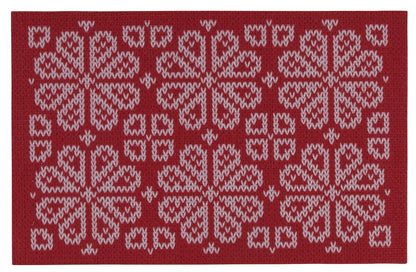 Dörrmatta Snowflake 35x55 cm Röd  Återvunnen polyester