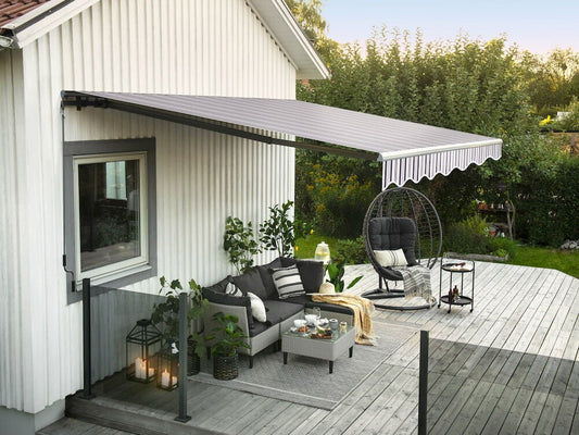 Terrassmarkis med vev 295x200 cm Grå/Vit