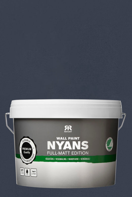 Väggfärg Nyans Full Matt Edition 2,7 liter Blackish Blue The closest NCS code: S8010-R70B