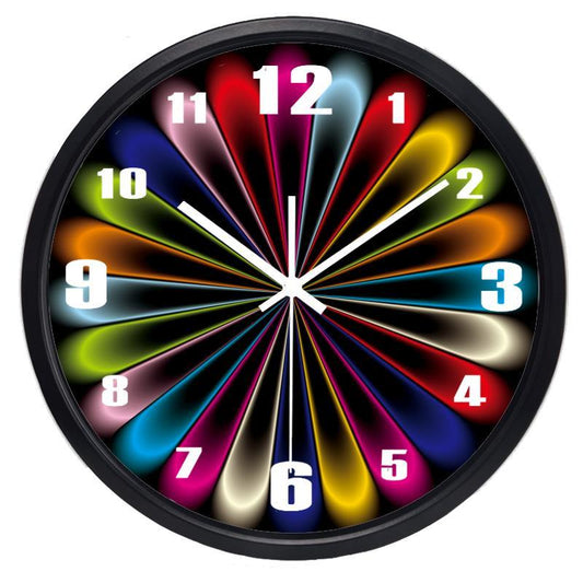 Creative Abstract Fake Neon Light Design Wall Clock Glass Metal Coloful Clock for Living Room Office