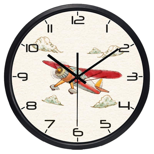 Fashion Popular Creative Silent Non ticking Retro painted aircraft Plane Wall Clock Personality Pure  Modern  Clock