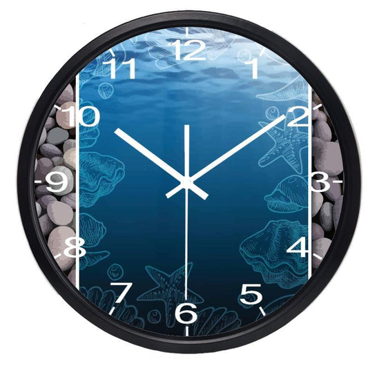 Creative Mediterranean Sea Beach Wall Clock, Bedroom Clock non Ticking Sound