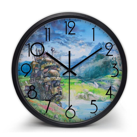 Howl Moving Castle Clock,Hayao Miyazaki Wall Clock,Silent Metal Clock Children Room Museum Park Hotel Theme Decorate Clock